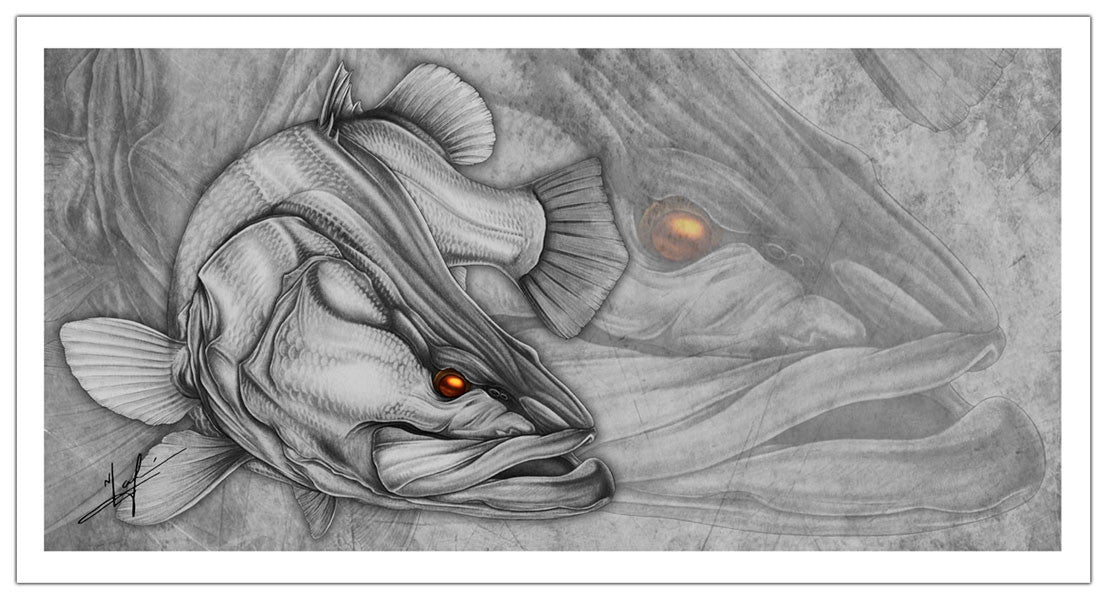 Barramundi Limited Edition Canvas Print, Measures 1200mm x 600mm plus outside white boarder