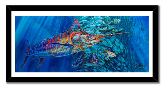 Jason Mathias - Blue Mirage, Measures 1200mm x 507mm plus outside white boarder