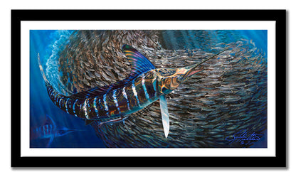 Jason Mathias - Striped Marlin Measures 1200mm x 598mm plus outside white boarder