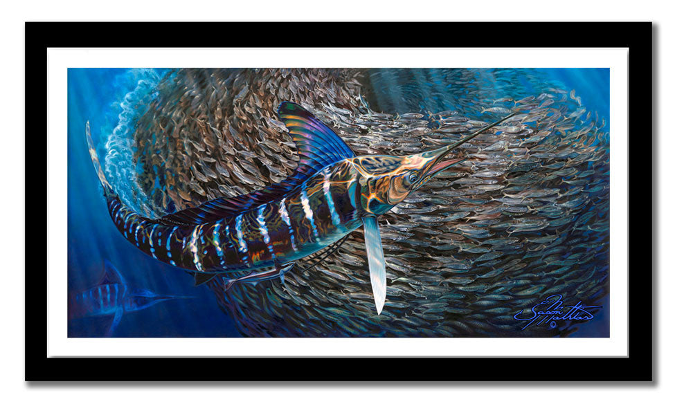 Jason Mathias - Striped Marlin Measures 1200mm x 598mm plus outside white boarder