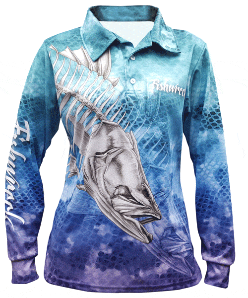 Youth Teal/purple polo Fishing Shirt - Fishwreck